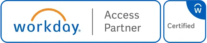 Image of a logo with text reading "workday Access Partner" and "Certified" in a blue badge.
