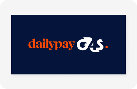 Logo on a navy background featuring the text 'dailypay' in orange lowercase letters and 'G4S' in stylized white uppercase letters. A small orange dot is next to the 'S' in 'G4S'.